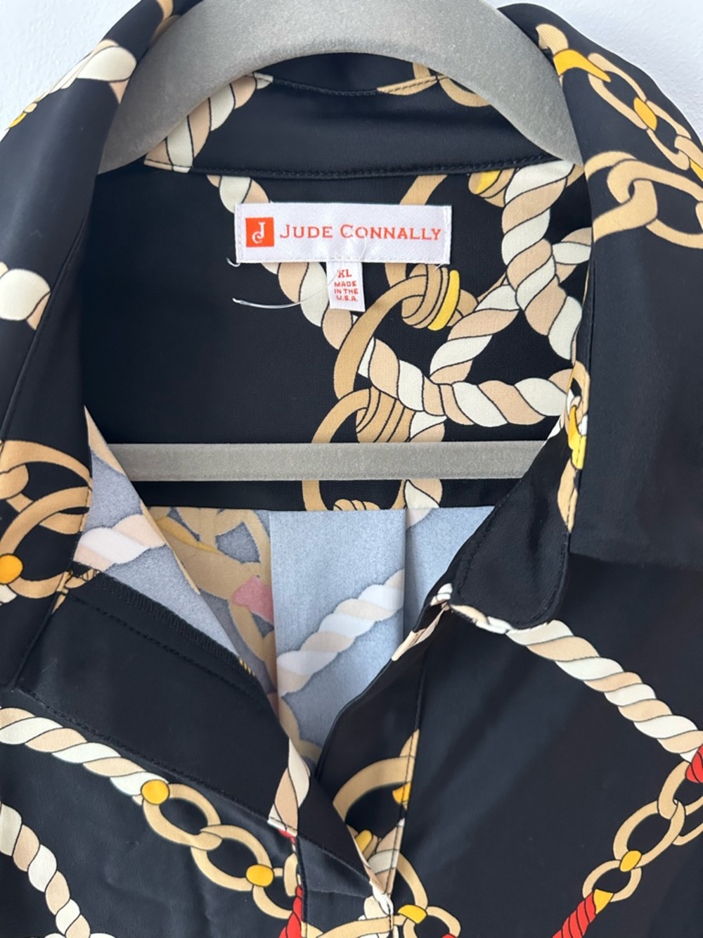 Jude Connally Black Blouse with Chain & Rope Motif - Picture 2 of 3